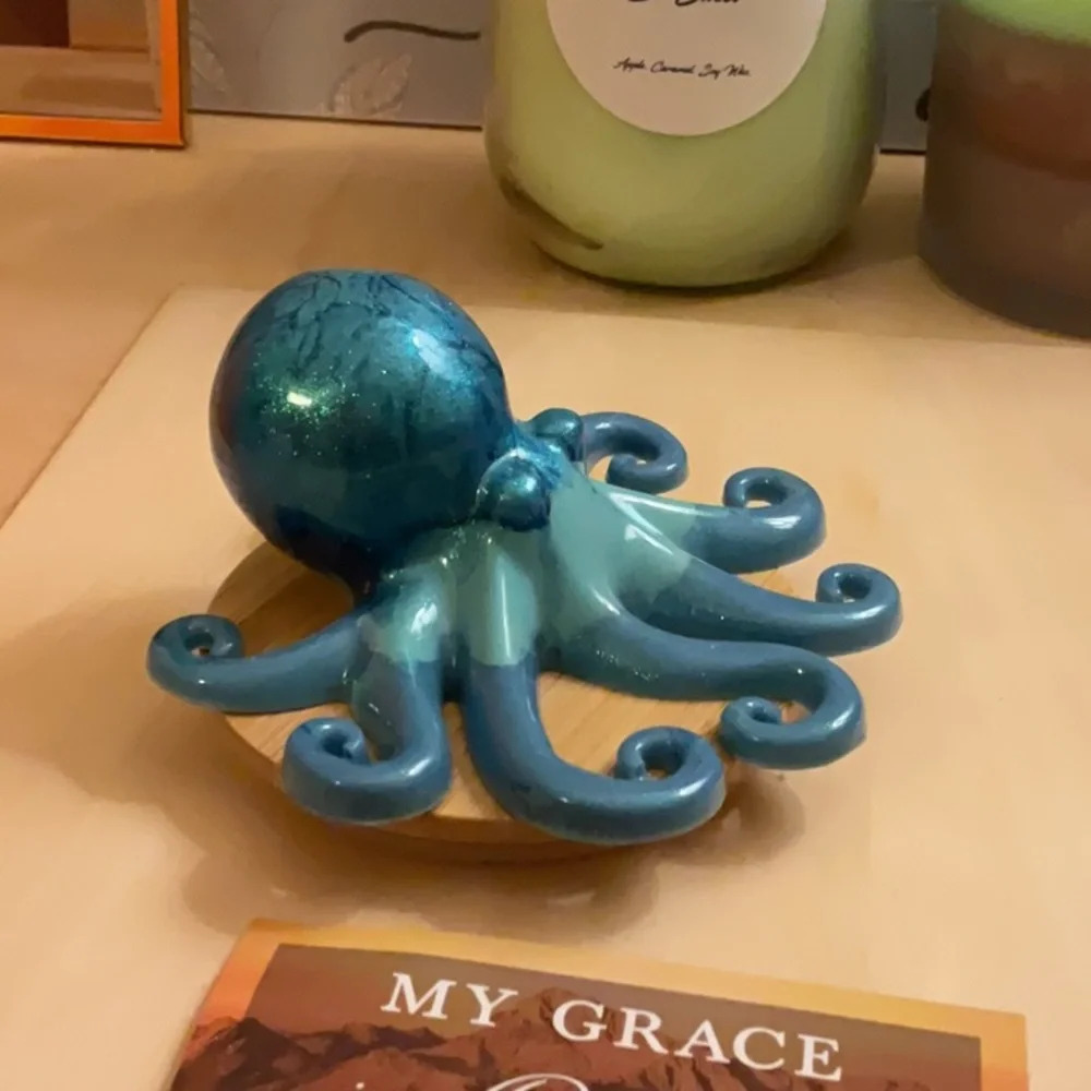 Resin Art Blue Octopus Figurine- Decor Piece - Picture 4 of 4